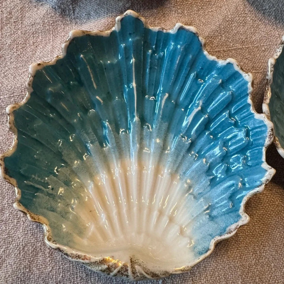 KPM Made in Germany scallop shell dishes set of 6 blue pink turquoise - Picture 3 of 6